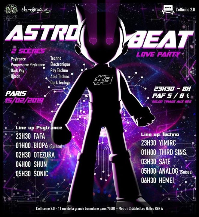 Party Flyer ASTRO BEAT #3 | Love party - Psytrance et Techno 15 Feb '19, 23:30
