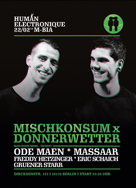 Party Flyer Human Electronique präs. Mischkonsum meets Donnerwetter 22 Feb '19, 23:30