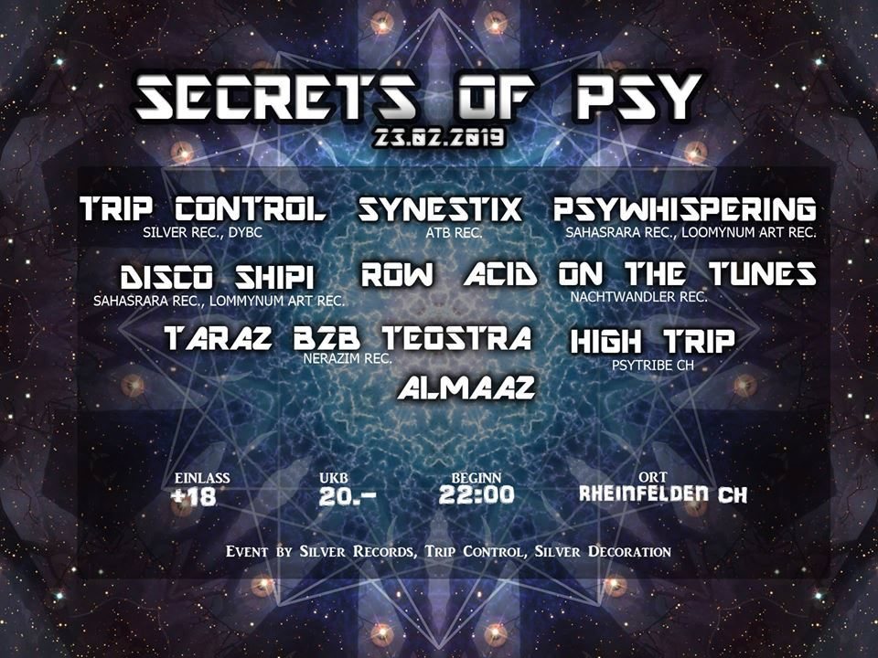 Party Flyer Secrets Of Psy 23 Feb '19, 22:00