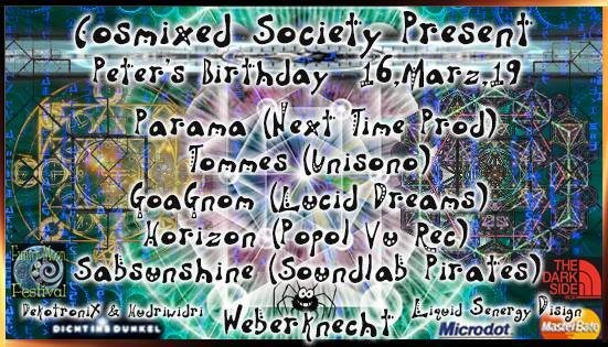 Cosmixed Society presents: Peter's Birthday · 16 Mar '19, 22:00
