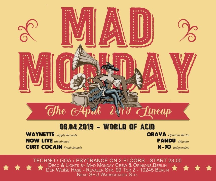 Party Flyer Mad Monday • presents World of Acid 8 Apr '19, 23:00