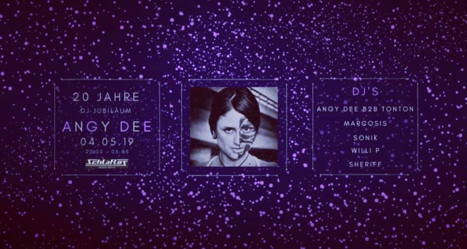 Party Flyer 20 Jahre Dj Jubiläum Angy Dee 4 May '19, 18:00