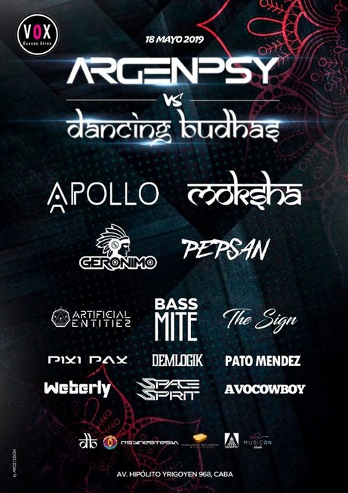 Party Flyer Dancing Budhas & Argenpsy 18 May '19, 23:30