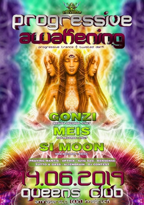 Party Flyer Psybox - Progressive Awakening with GONZI - SI MOON - MEIS 14 Jun '19, 22:00