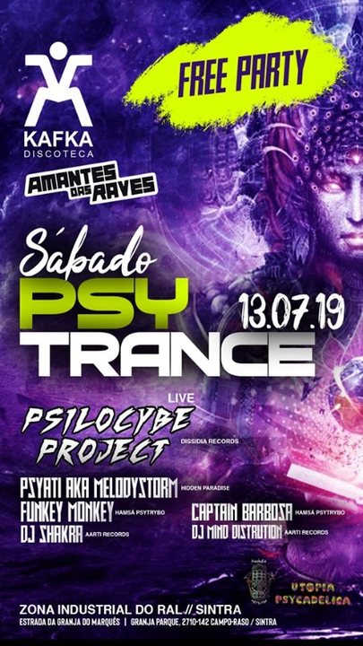 Party Flyer Amantes Das Raves & Klub Kafka ॐ #Psyjuly ॐ Free Party 13 Jul '19, 23:30