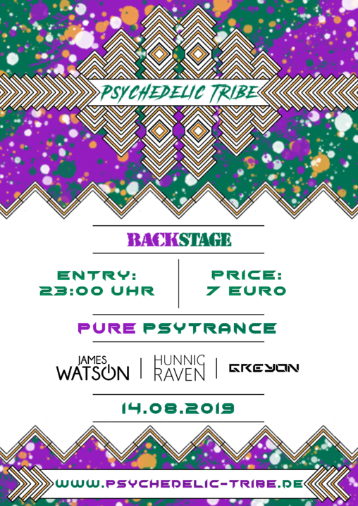 Party Flyer Psychedelic Tribe / Night of Drinks Sommerfest / Backstage München 14 Aug '19, 23:00