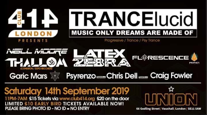 The Club 414 Road Show Presents (TRANCElucid) · 14 Sep 19, 23:00