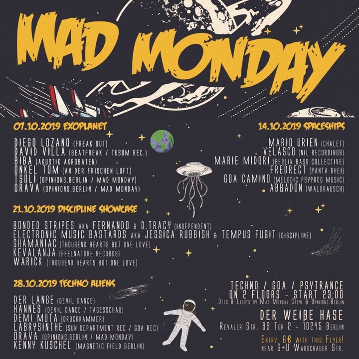 Party Flyer Mad Monday presents Exoplanet 7 Oct '19, 23:00