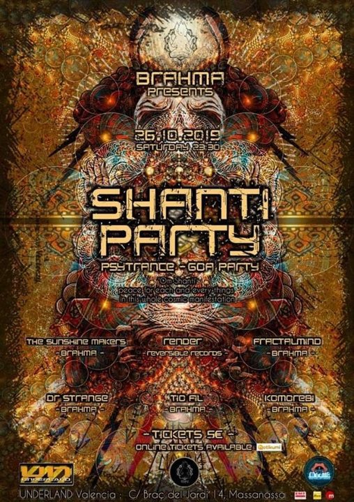 Party Flyer Shanti Party Psytrance-Goa By Brahma 26 Oct '19, 23:30
