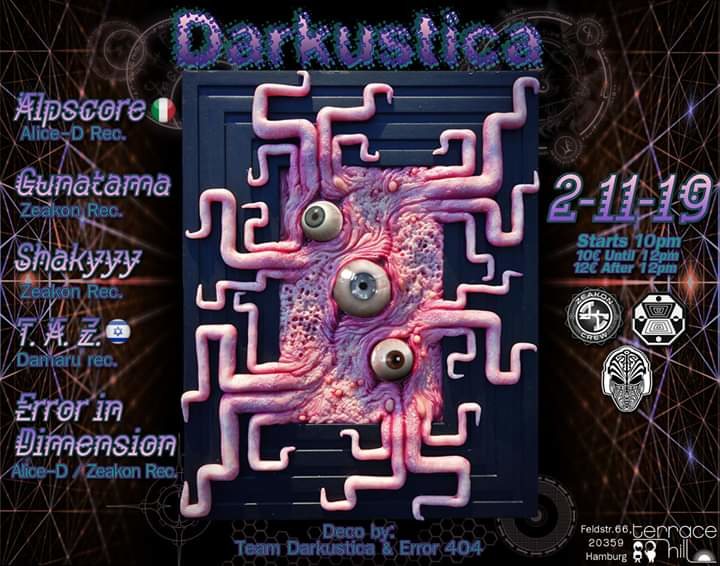 Party Flyer *** DARKUSTICA *** Hitech Producer Night 2 Nov '19, 22:00