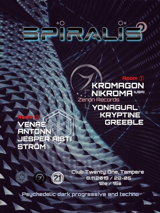 Party Flyer SPIRALIS : Kromagon & Nikroma 8 Nov '19, 22:00