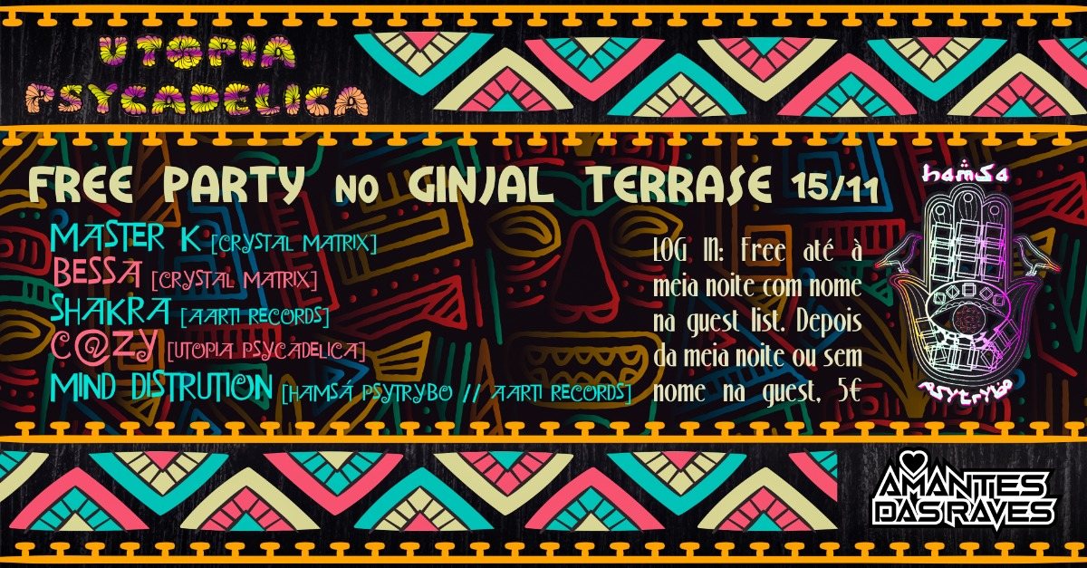 Party Flyer Hamsá Psytrybo & Utopia Psycadelica Free Party #10 at Ginjal 15 Nov '19, 23:00