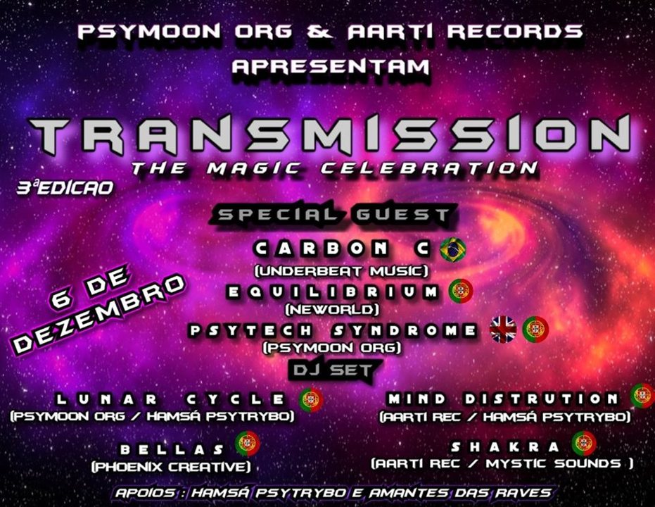 Party Flyer •TranSmission • The Magic Celebration 3aEdição 6 Dec '19, 23:00