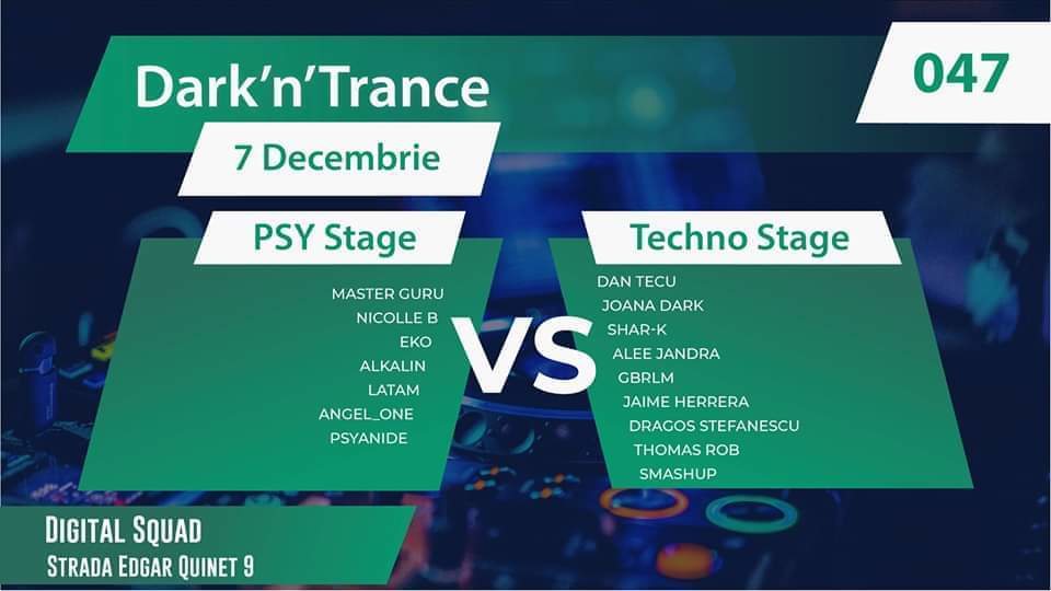Dark'N'Trance 047 Psy vs Techno (2 Scene) · 7 Dec '19, 21:00
