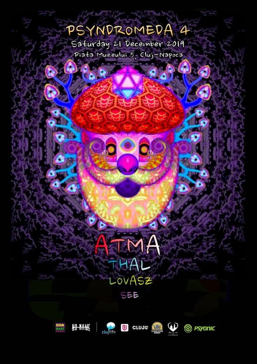 Party Flyer PSYNDROMEDA 4 ❆ Winter Tales w/ ATMA & Thal of Solar Seed 21 Dec '19, 23:00