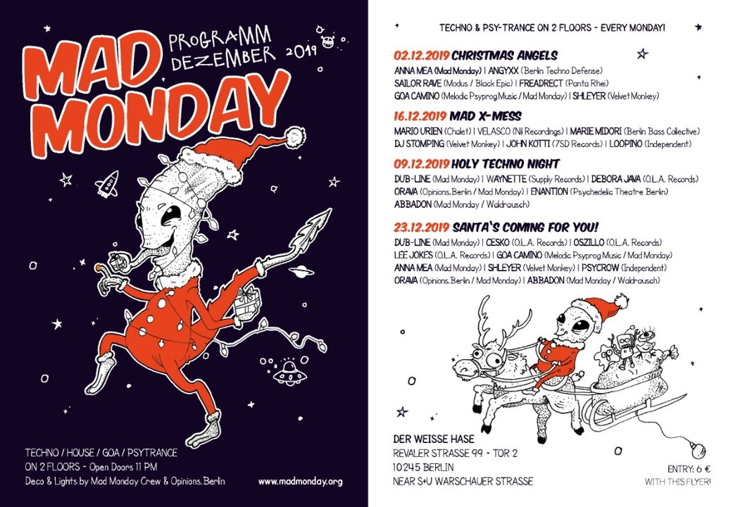 Mad Monday presents Santa´s coming for you! · 23 Dec '19, 23:00