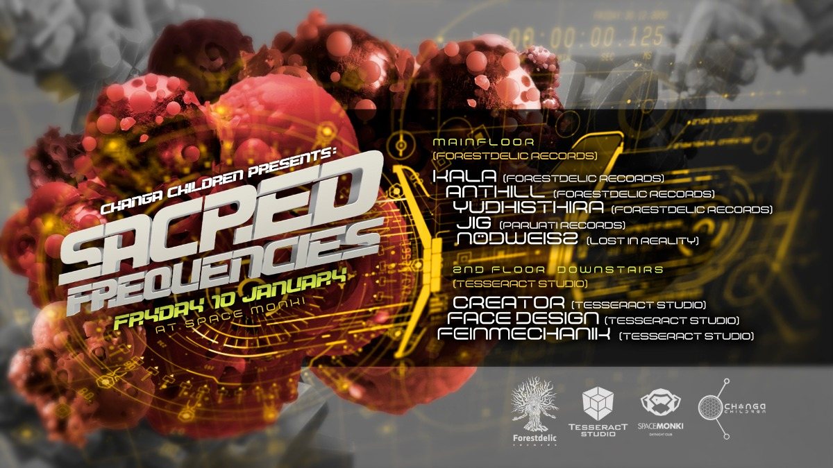 Party Flyer Sacred Frequencies w/Forestdelic Records 10 Jan '20, 23:00