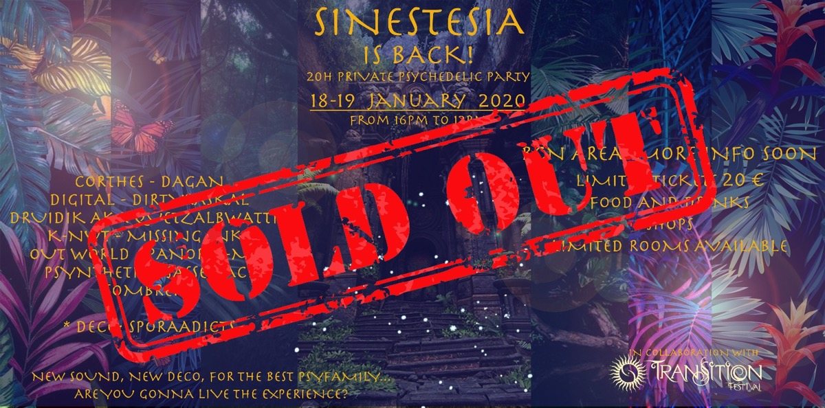 Party Flyer SINESTESIA 20h Psychedelic Party 18 Jan '20, 16:00