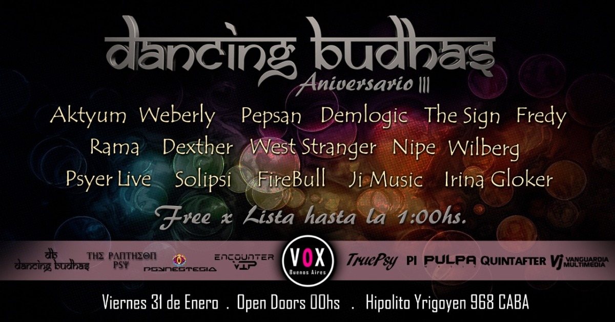 Party Flyer Dancing Budhas 14th Anniversary 31 Jan '20, 23:30