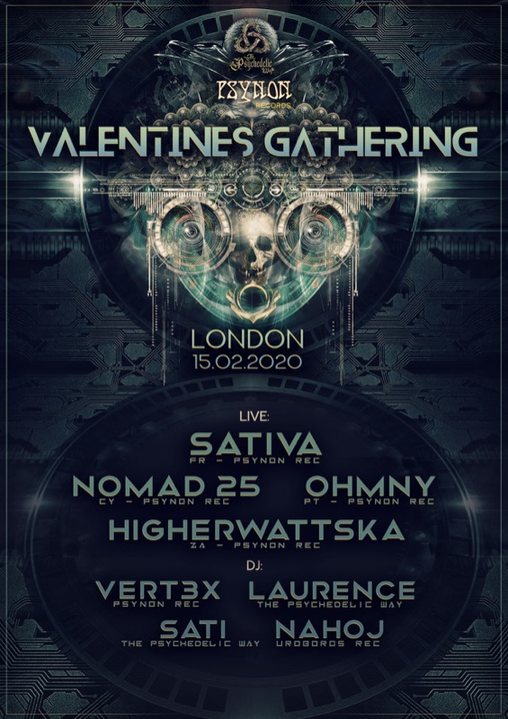 Party Flyer The Psychedelic Way & Psynon Records Valentines Gathering 15 Feb '20, 22:00