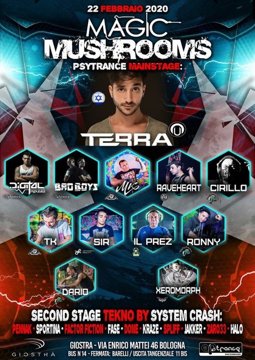 Party Flyer MAGIC Mushrooms 2020 w/ Terra Live from Israel 22 Feb '20, 22:00