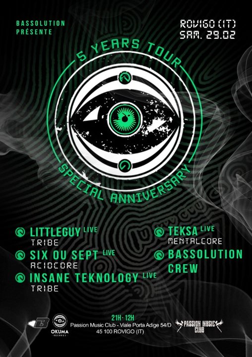 OKUMA 5 YEARS TOUR-Rovigo (IT) Littleguy/Teksa/Six ou Sept/Insane Teknology · 29 Feb '20, 22:00