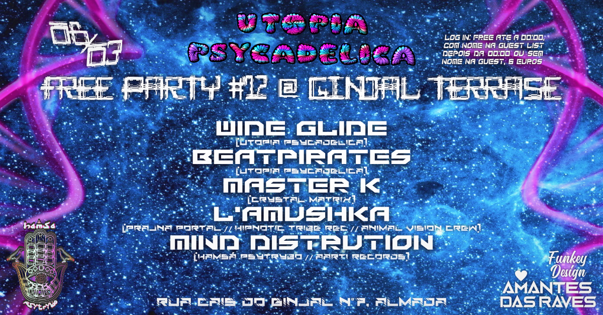 Party Flyer Hamsá Psytrybo & Utopia Psycadelica // Free Party #12 6 Mar '20, 23:00