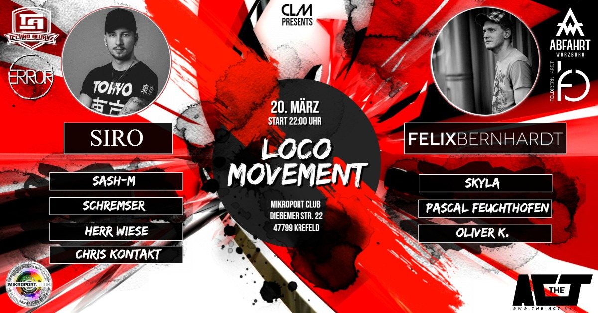 ✾ Loco Movement ✾ /w Siro, Felix Bernhardt uvm. · 20 Mar 20, 22:00