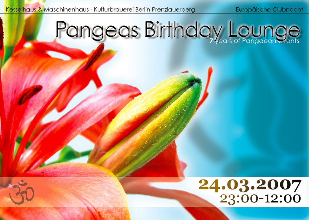 Party Flyer Pangeas Birthday Lounge - EU Clubnacht Berlin - 7 Years Of Pangaeon Events 24 Mar '07, 22:00