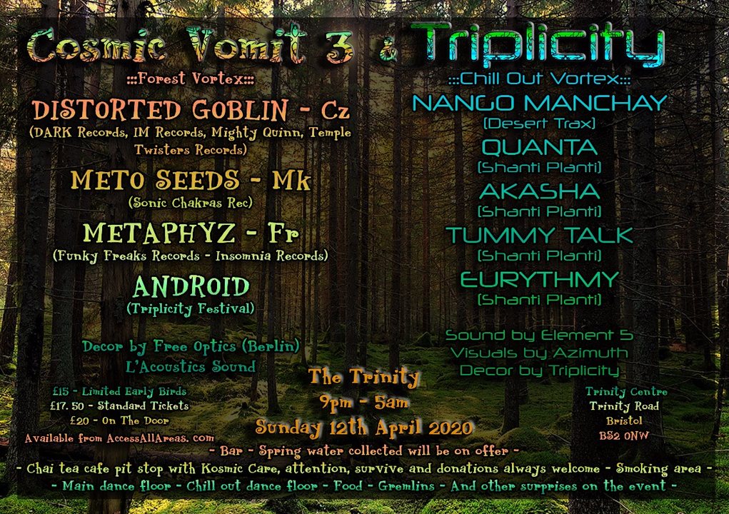 Cosmic Vomit 3 & Triplicity Festival · 12 Apr 20, 21:00