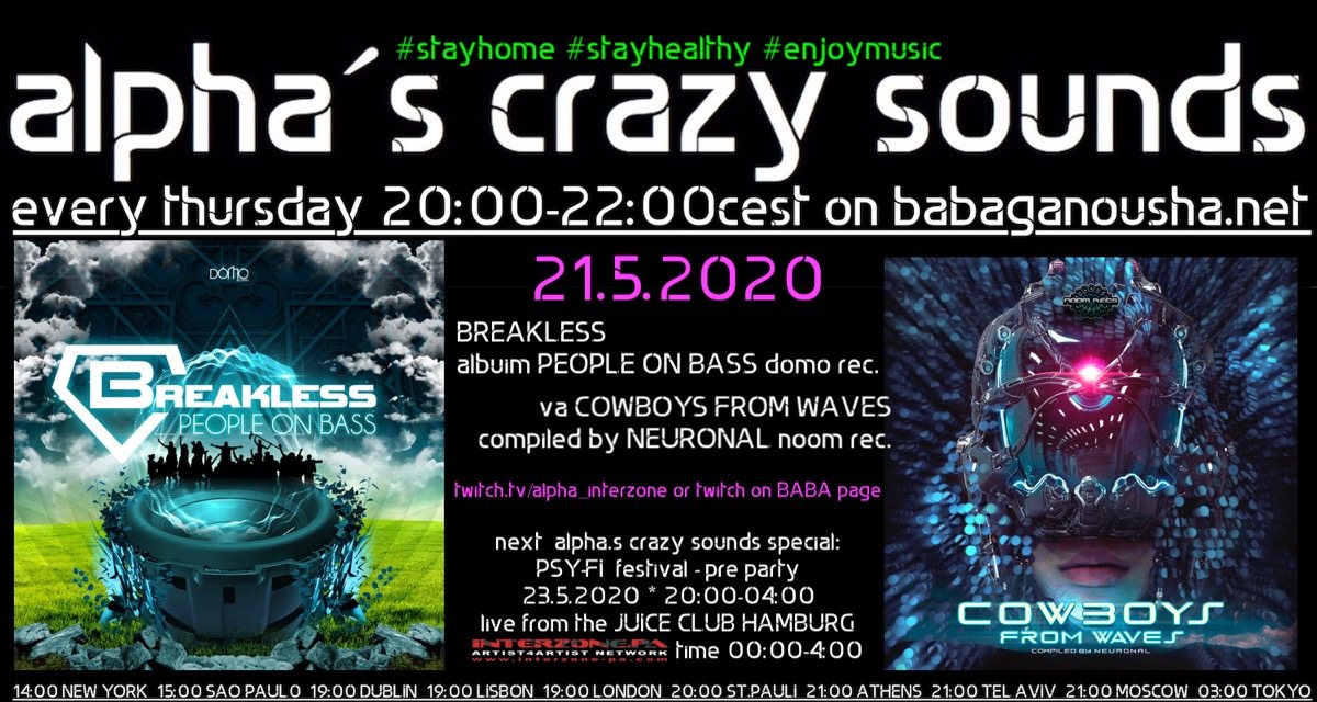 alpha.s crazy sounds - BREAKLESS album + va COWBOYS FROM WAVES · 21 May '20, 20:00