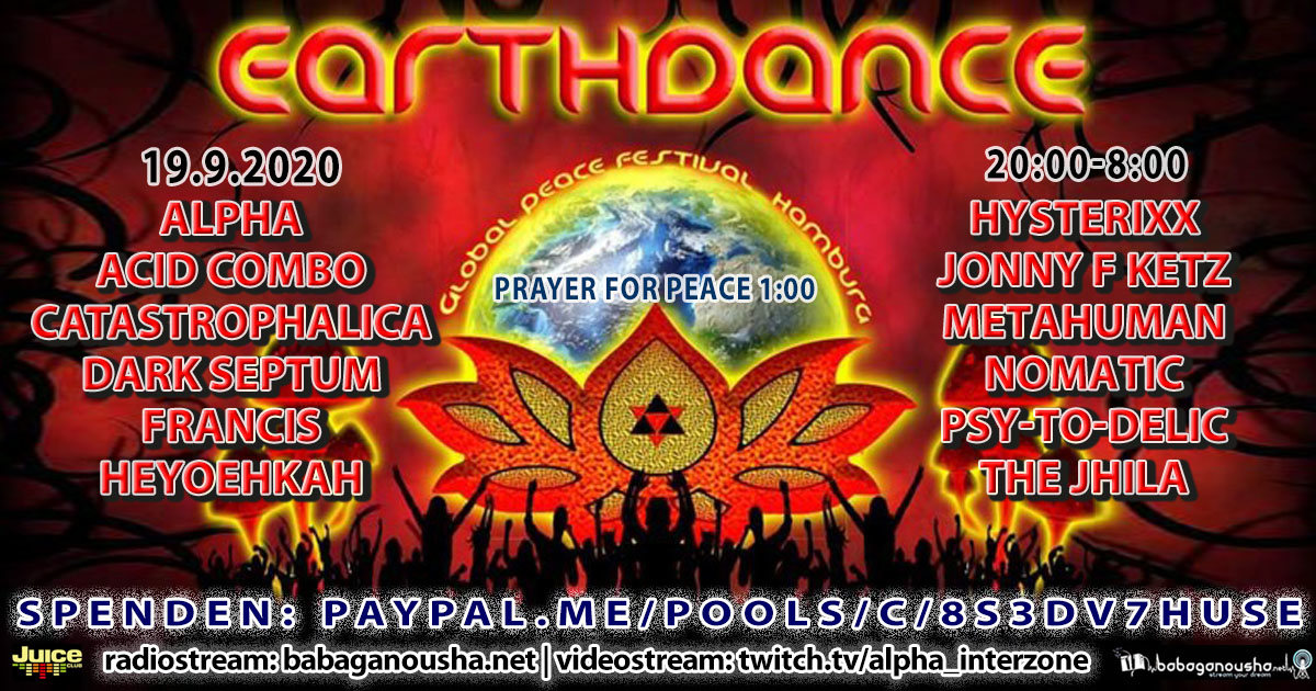 Party Flyer EARTHDANCE hamburg 2020 - radio- + videostream 19 Sep '20, 20:00