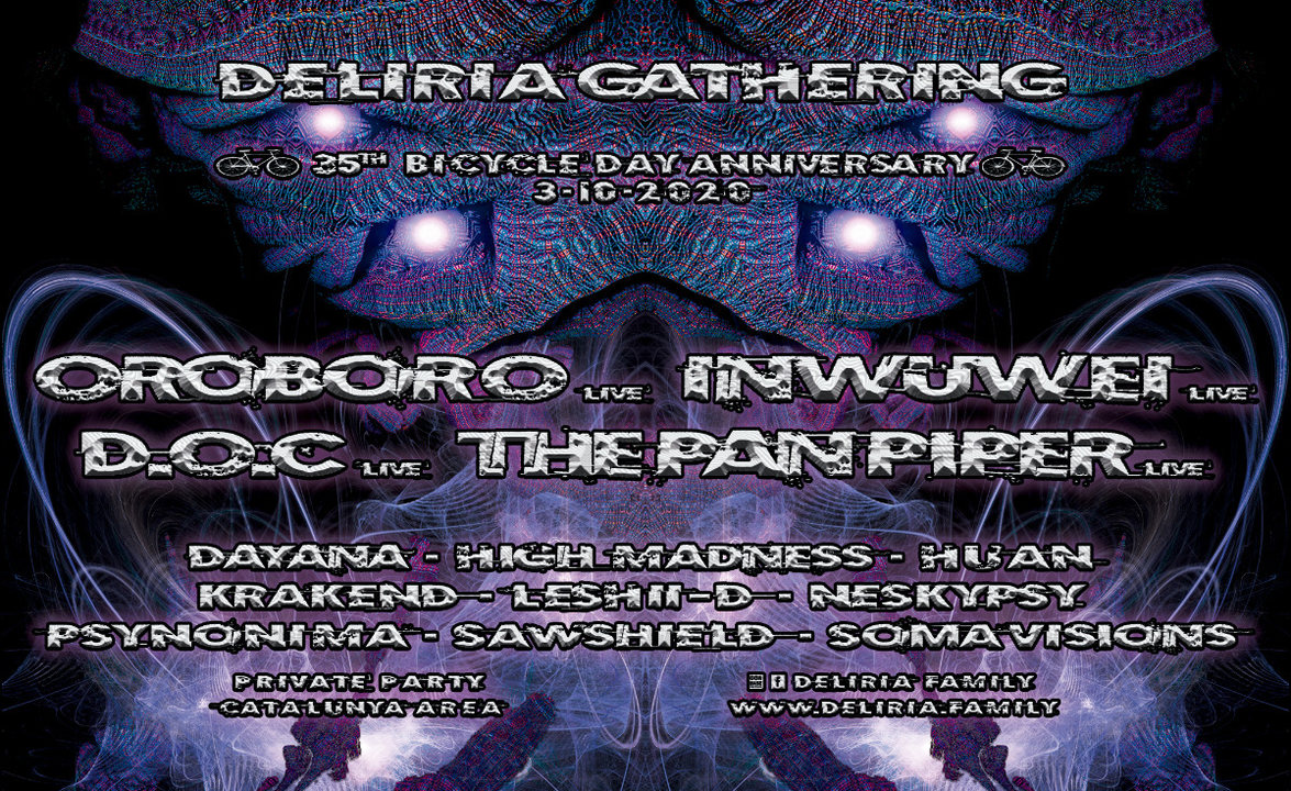 Party Flyer Deliria Gathering - 35th Bicycle Day Anniversary 3 Oct '20, 18:00
