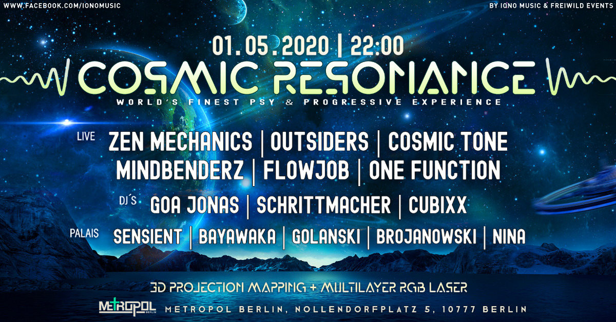 Party Flyer !canceled! - COSMIC RESONANCE - world´s finest psy & prog. experience 1 May '20, 22:00