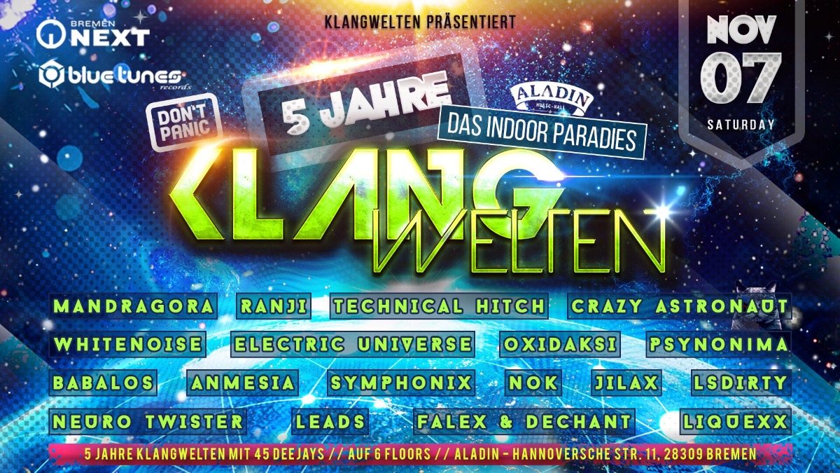 Party Flyer Klangwelten das Indoor Paradies 5 Jahres Special 17 Apr '21, 21:00