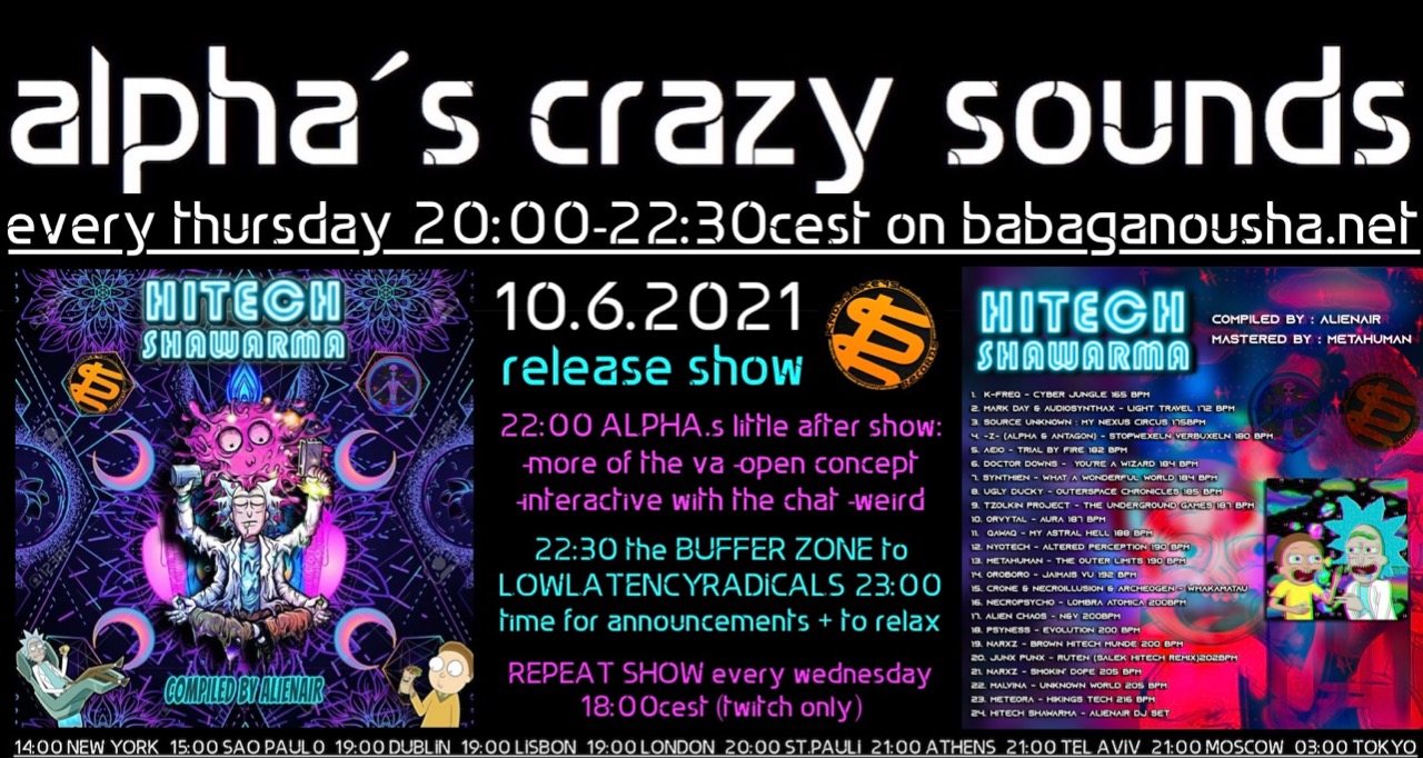 alpha.s crazy sounds: va HITECH SHAWARMA comp by AlienAir · 10 Jun '21, 20:00