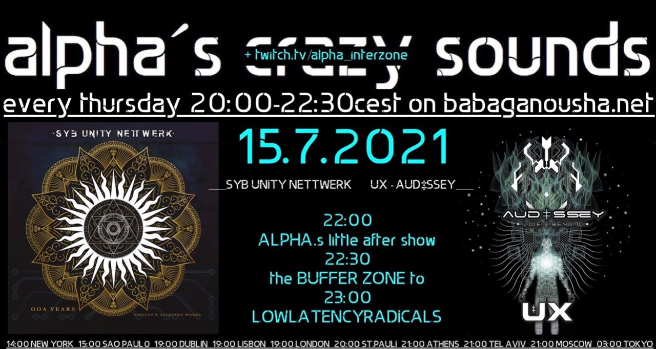 Alpha S Crazy Sounds Syb Unity Nettwerk Album Ux Album Icd 10 Preview 15 Jul 21 Twitch Tv Alpha Interzone Germany Goabase ॐ Parties And People