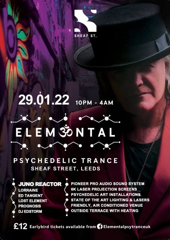 Elemental presents Juno Reactor · 29 Jan 22, 22:00