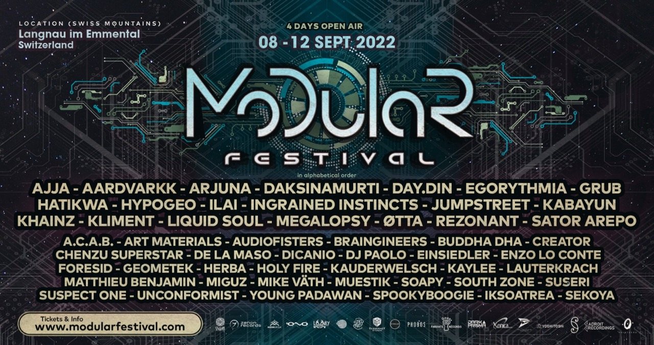 MODULAR FESTIVAL8-12.SEP w/ AJJA - Hatikwa - Kabayun - Liquid Soul and more ! · 8 Sep '22, 15:00