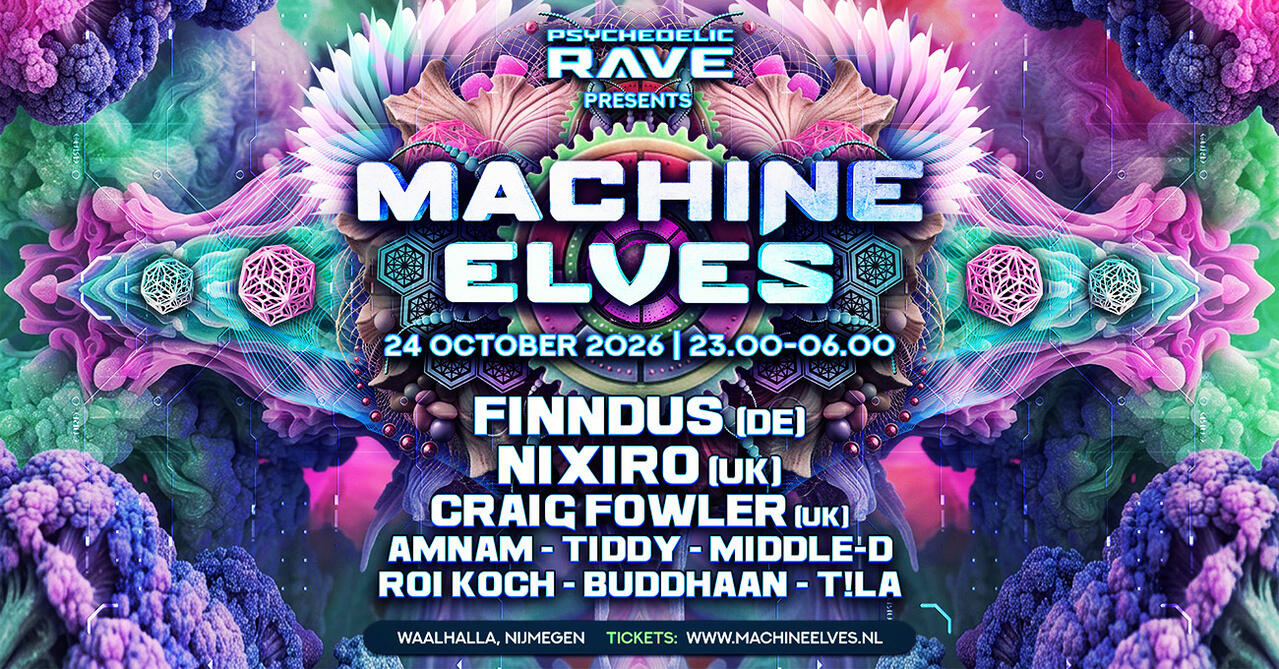 Flyer of Machine Elves by Psychedelic Rave