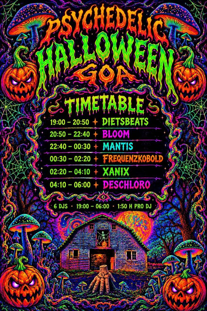 Flyer of Psychedelic Halloween Goa