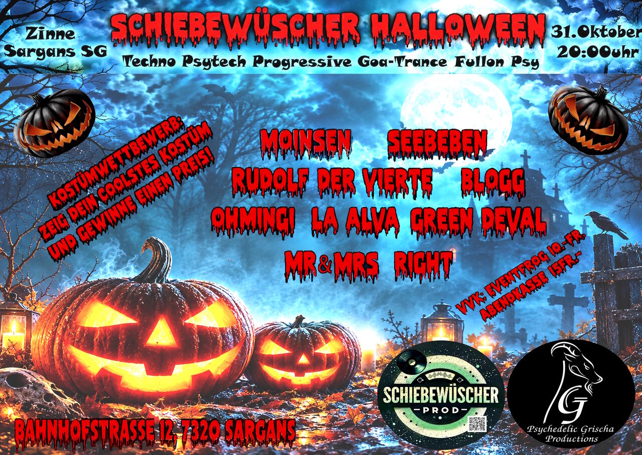 Flyer of Schiebewüscher & Psychedelic Grischa Halloween