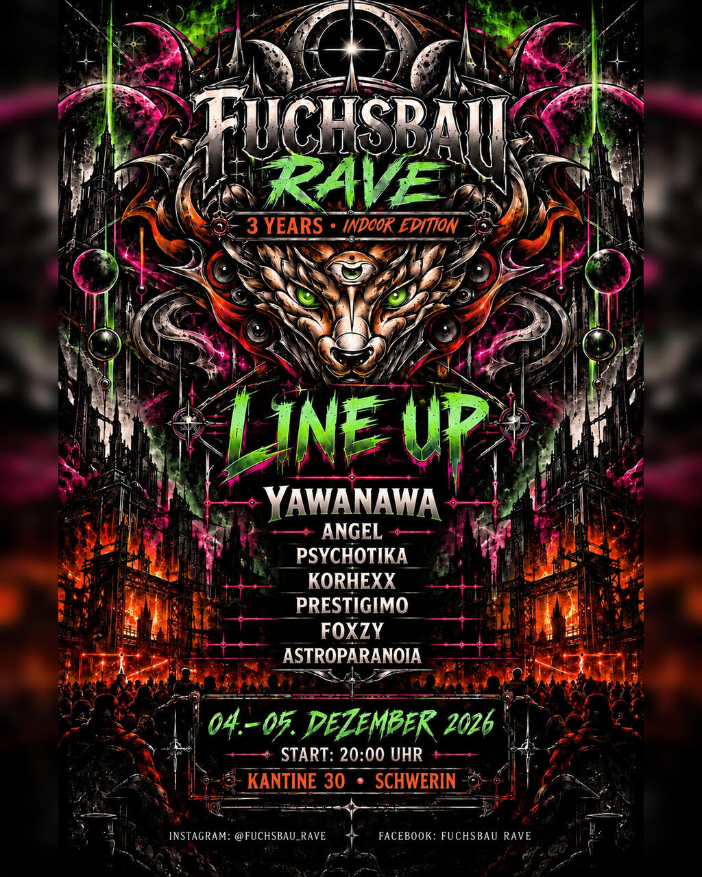Flyer of FuchsbauRave - 3 Years Indoor Edition