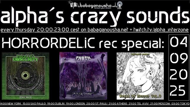 alpha.s crazy sounds: HORRORDELIC rec special · 04.09.25, 20:00