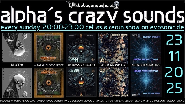 alpha.s crazy sounds: darkpsy, psycore, hitech · 20 Nov 25, 20:00