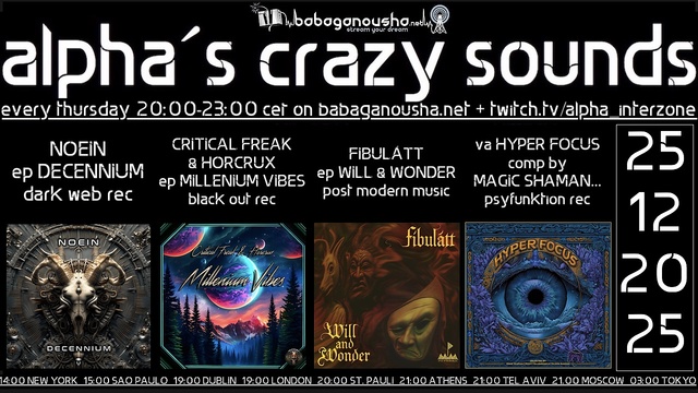alpha.s crazy sounds: darkpsy*psycore*hitech · 25 dic 25, 20:00