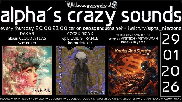 alpha.s crazy sounds: *darkpsy*hitech* · 29 Jan 26, 20:00