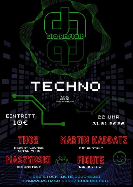 Die Anstalt Techno · 31 Jan 26, 22:00