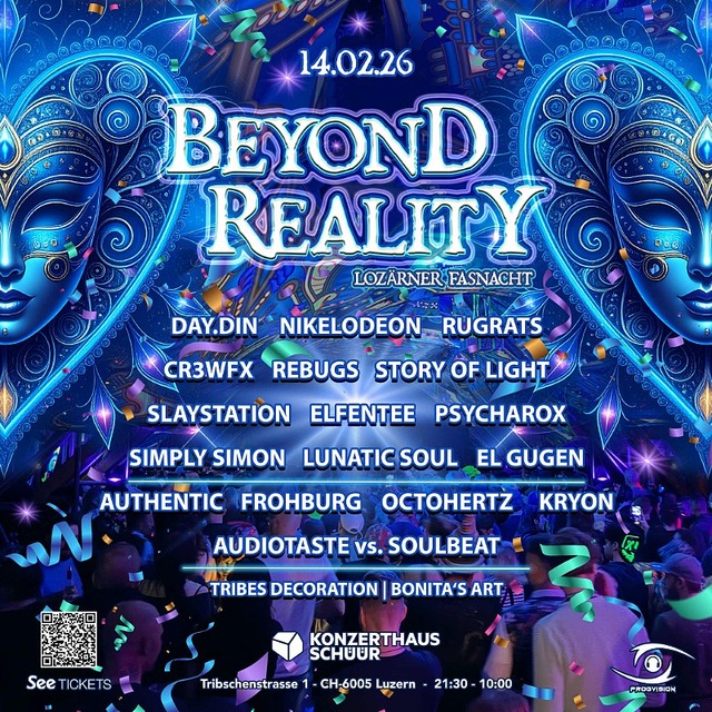 🎭 BEYOND REALITY 2026 🎭 w/ DayDin, Nikelodeon, Rugrats, Cr3wfx, Story Of Light · 14 Feb 26, 21:30