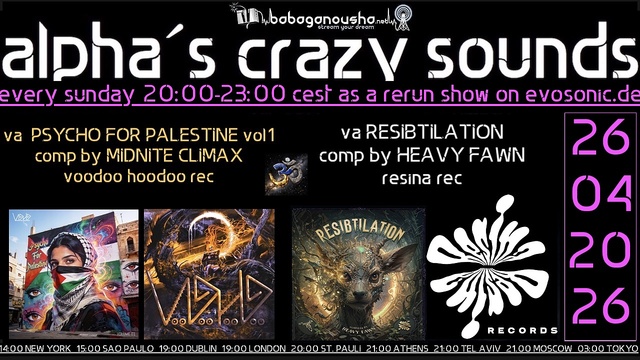 alpha.s crazy sounds: forest - darkpsy - psycore - hitech · 26.04.26, 20:00